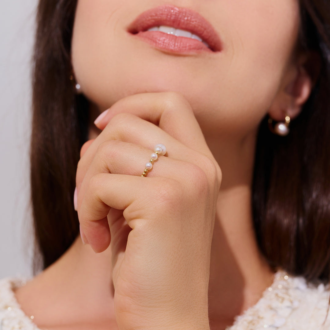 18k Solid Gold Akoya Pearl Ring KR00136 - PEARLY LUSTRE