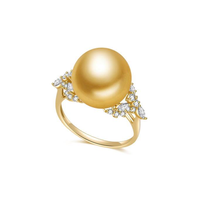 18K Solid Gold South Sea Golden Pearl Ring KR00137 - PEARLY LUSTRE