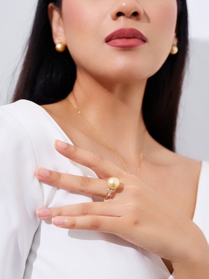 Cincin Mutiara Emas Laut Selatan Emas Tulen 18K KR00137