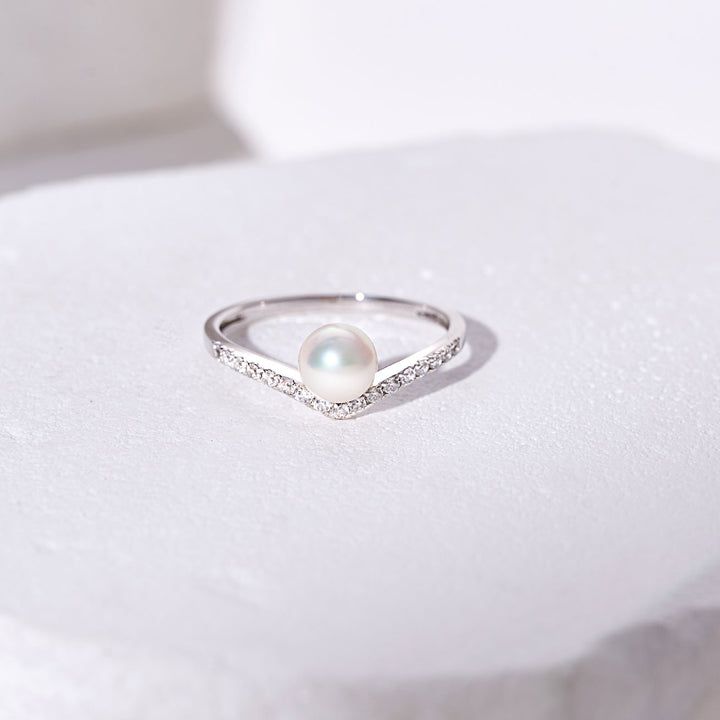 18k Massiver Gold Akoya Perlenring KR00138
