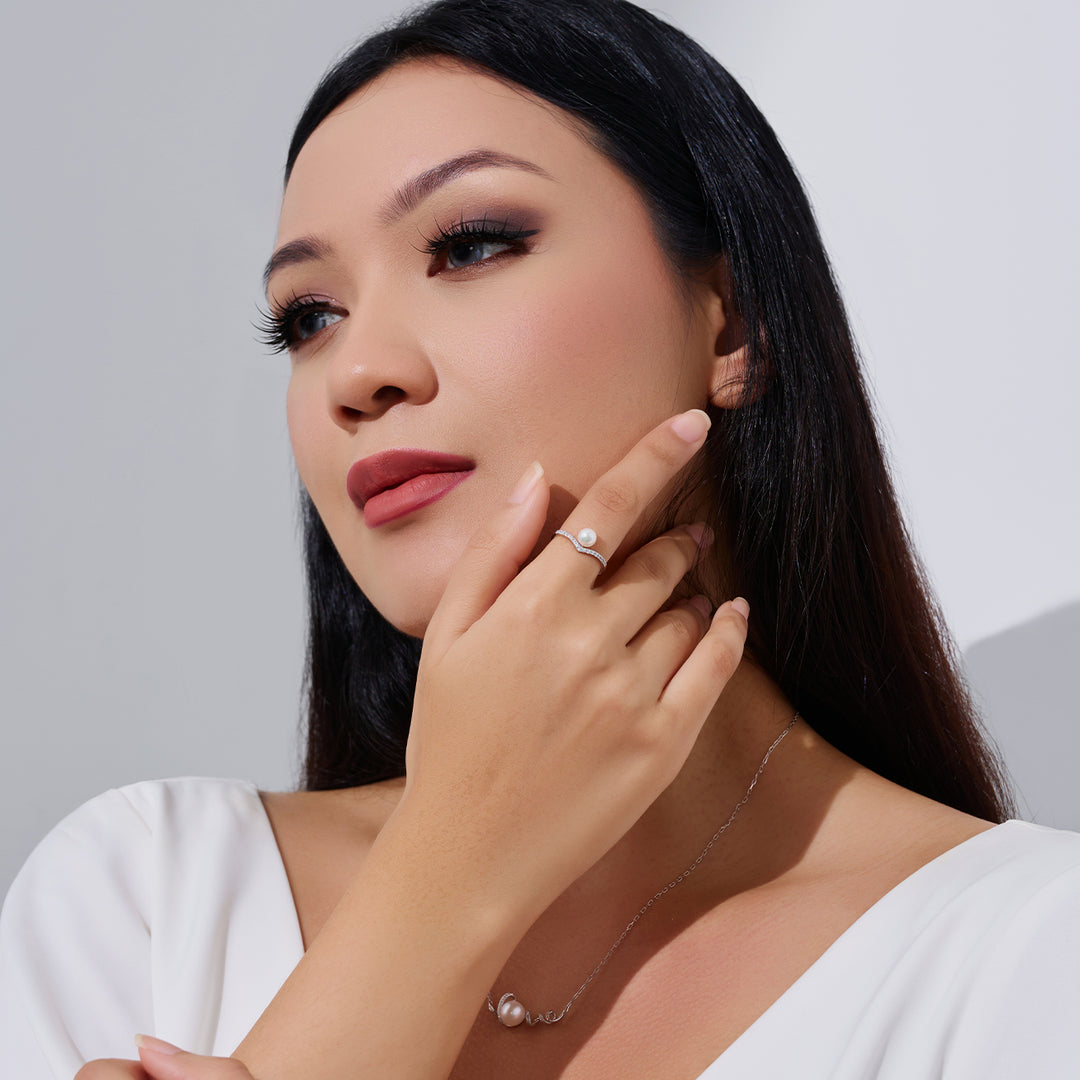 18k Solid Gold Akoya Pearl Ring KR00138