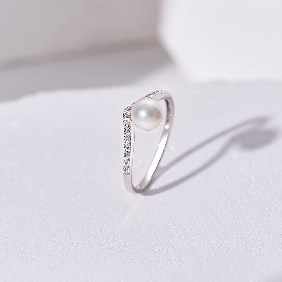 18k Massiver Gold Akoya Perlenring KR00138