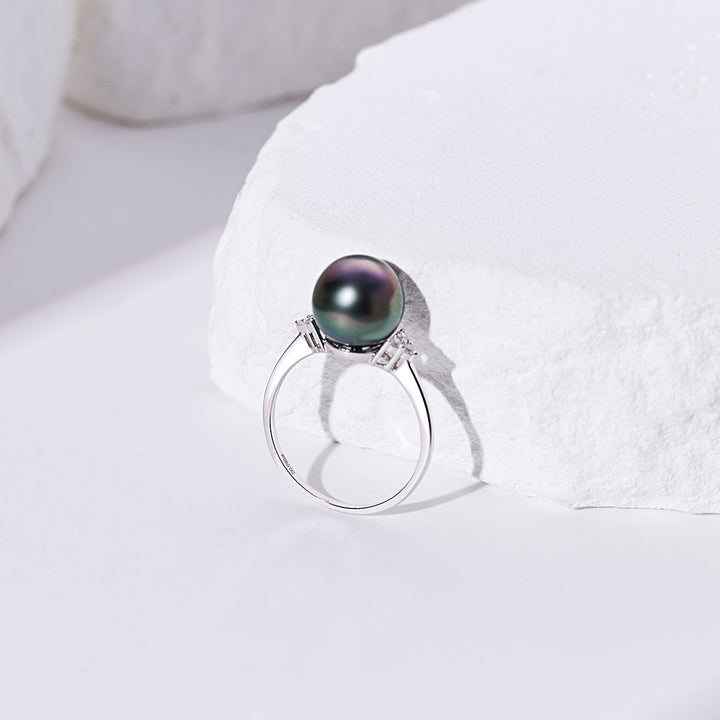18K Diamond Tahitian Pearl Ring KR00140 - PEARLY LUSTRE