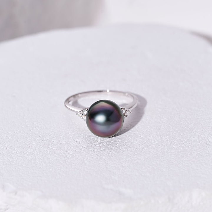 18K Diamond Tahitian Pearl Ring KR00140 - PEARLY LUSTRE