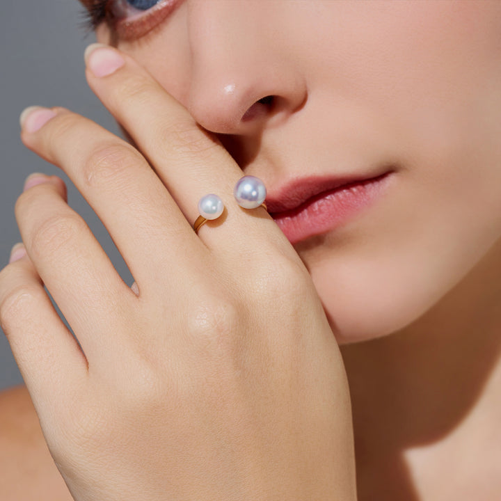 18K Gold Akoya Pearls Ring KR00141 | HARMONY