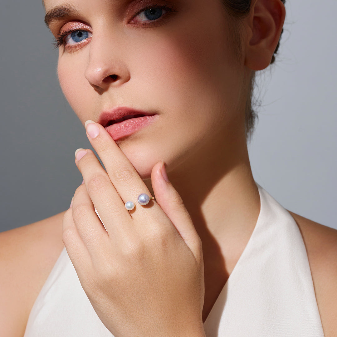 18K Gold Akoya Pearls Ring KR00141 | HARMONY