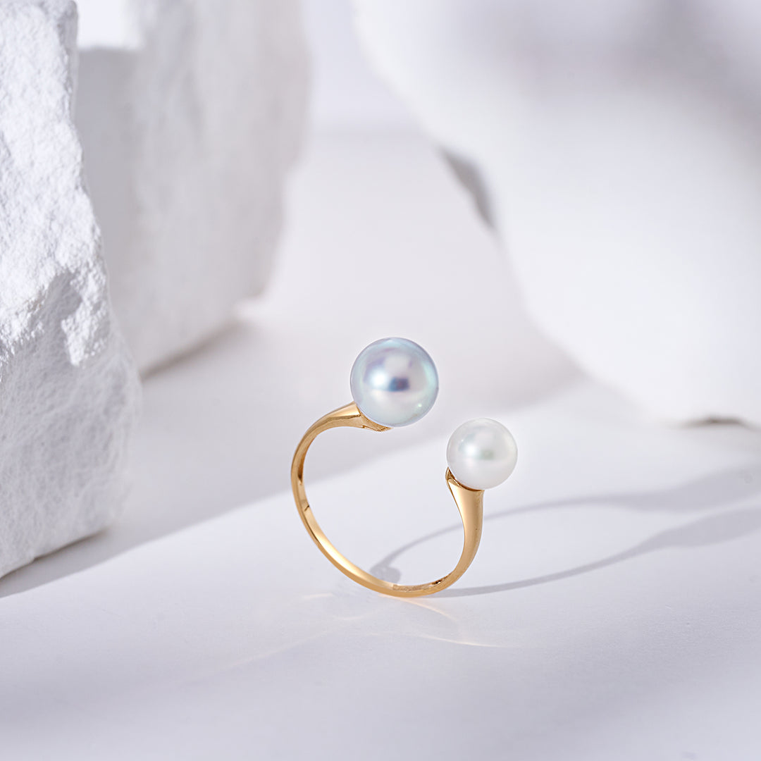18K Gold Akoya Pearls Ring KR00141 | HARMONY - PEARLY LUSTRE