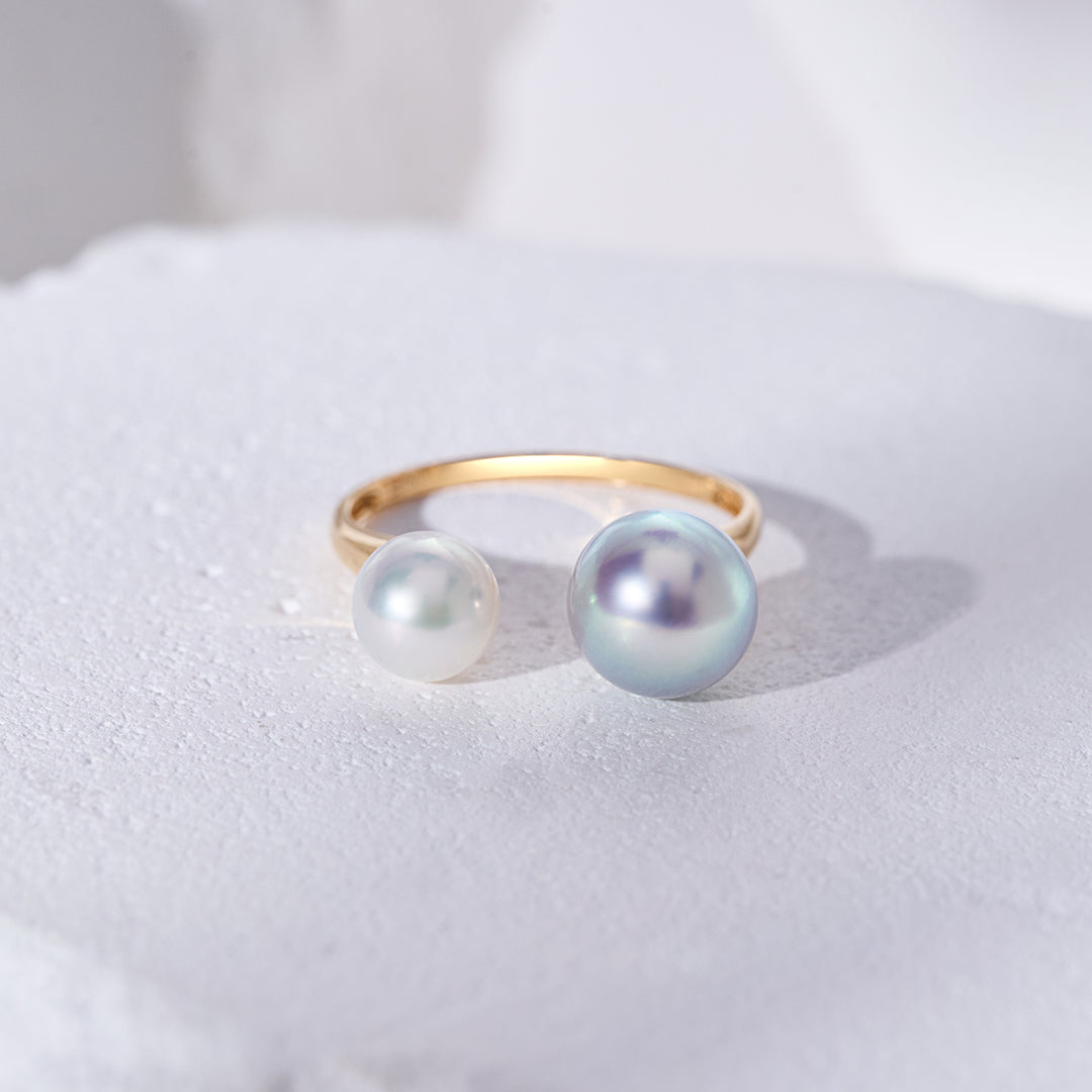 18K Gold Akoya Pearls Ring KR00141 | HARMONY - PEARLY LUSTRE