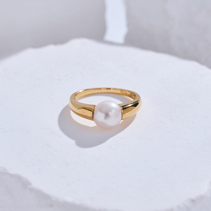 Anello in oro 18K con perla d'acqua dolce di prima qualità KR00142