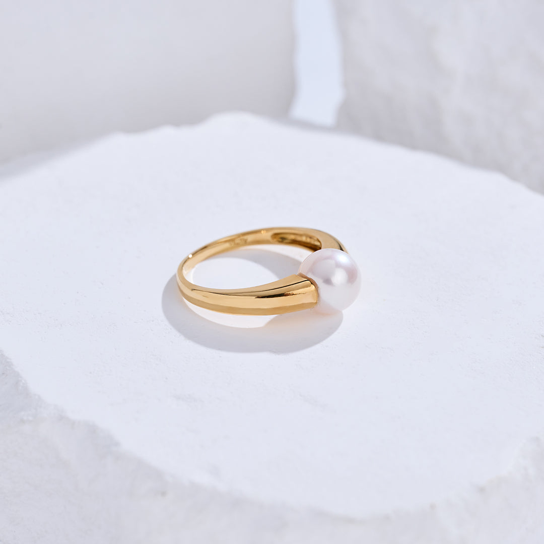Anello in oro 18K con perla d'acqua dolce di prima qualità KR00142