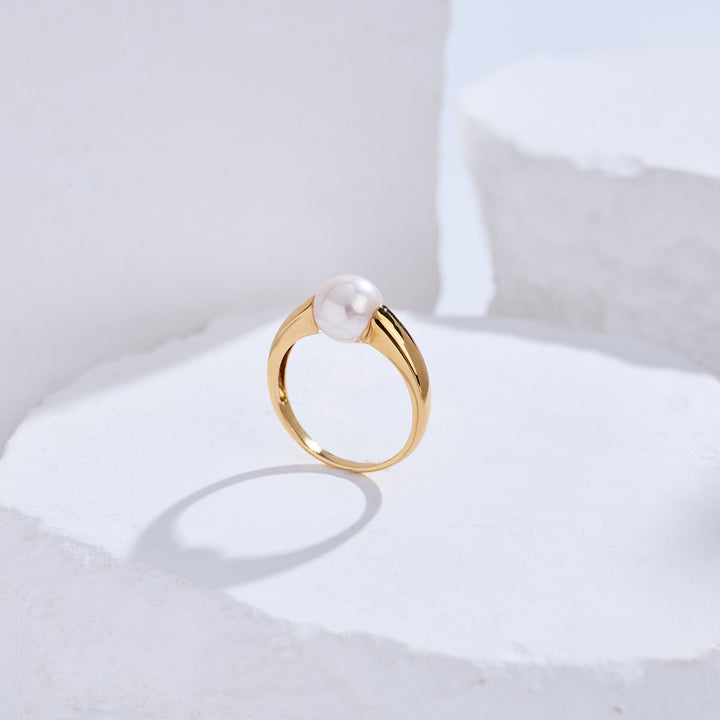 Anello in oro 18K con perla d'acqua dolce di prima qualità KR00142