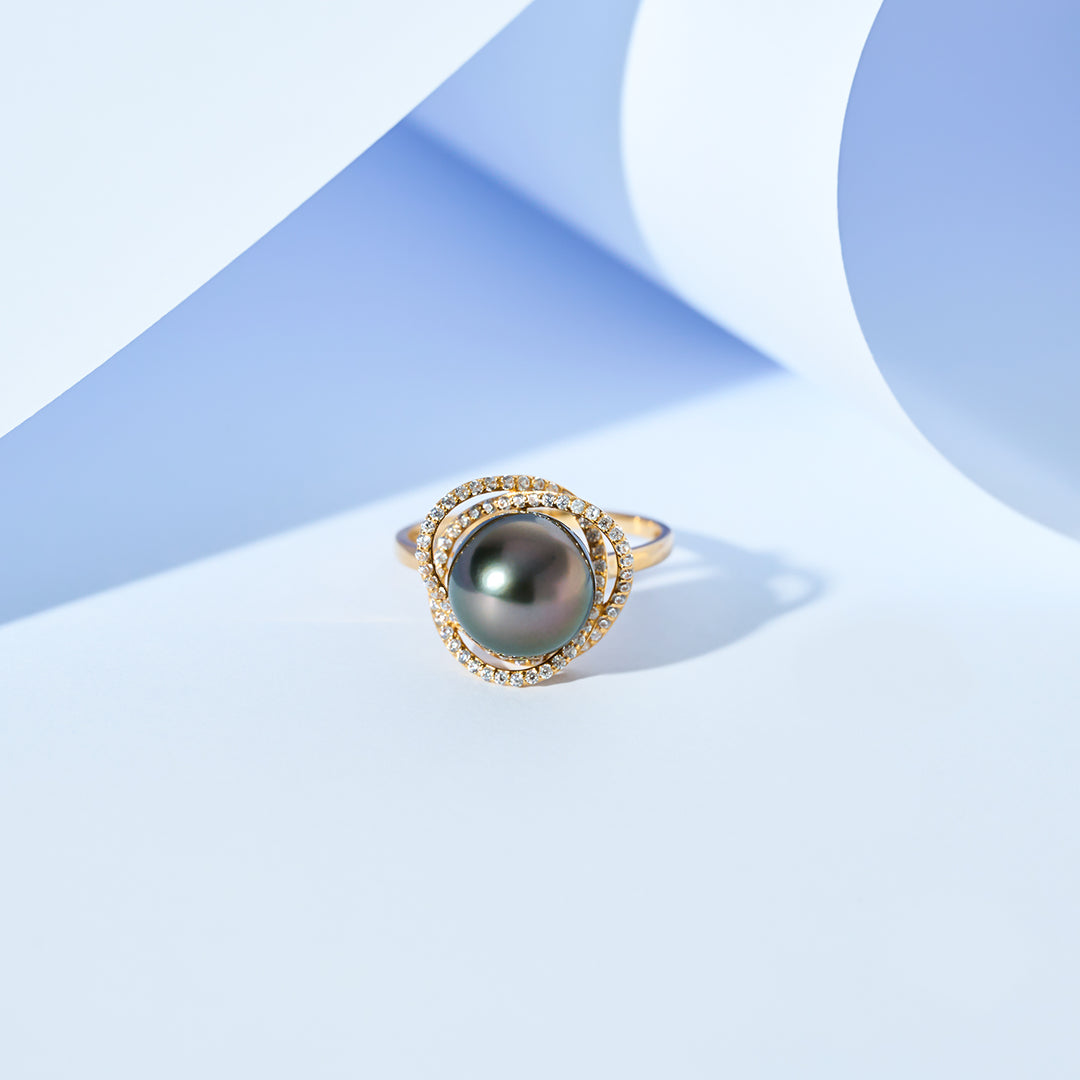 Cincin Mutiara Tahiti Emas Tulen 18K KR00144