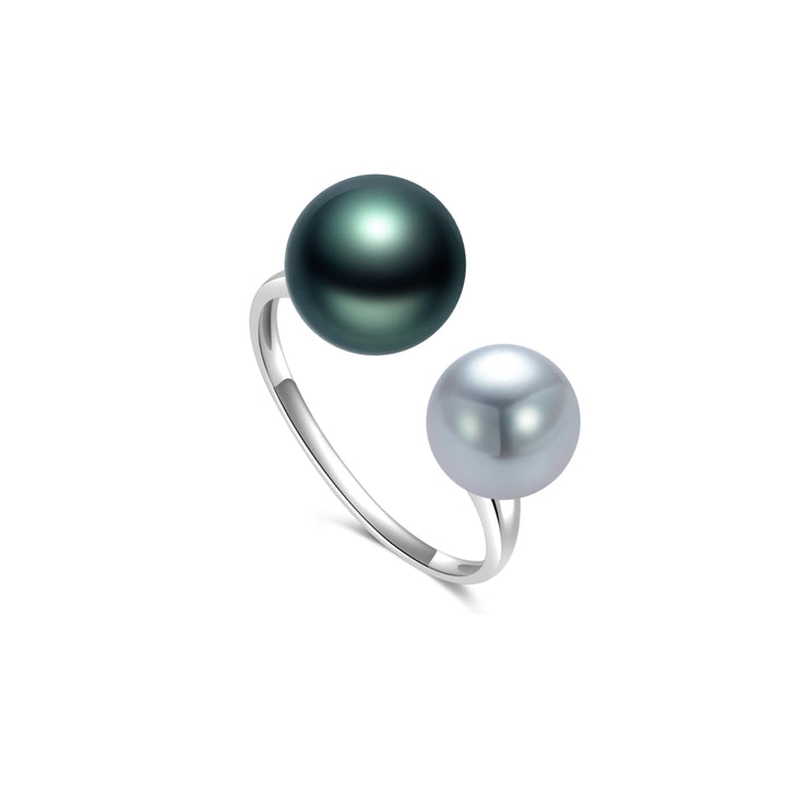 18K 골드 아코야 타히티안 진주 반지 KR00145 | 하모니