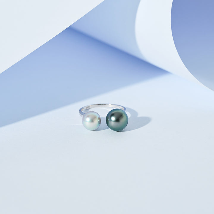 Anello con perle Akoya Tahitiane in oro 18K KR00145 | HARMONY