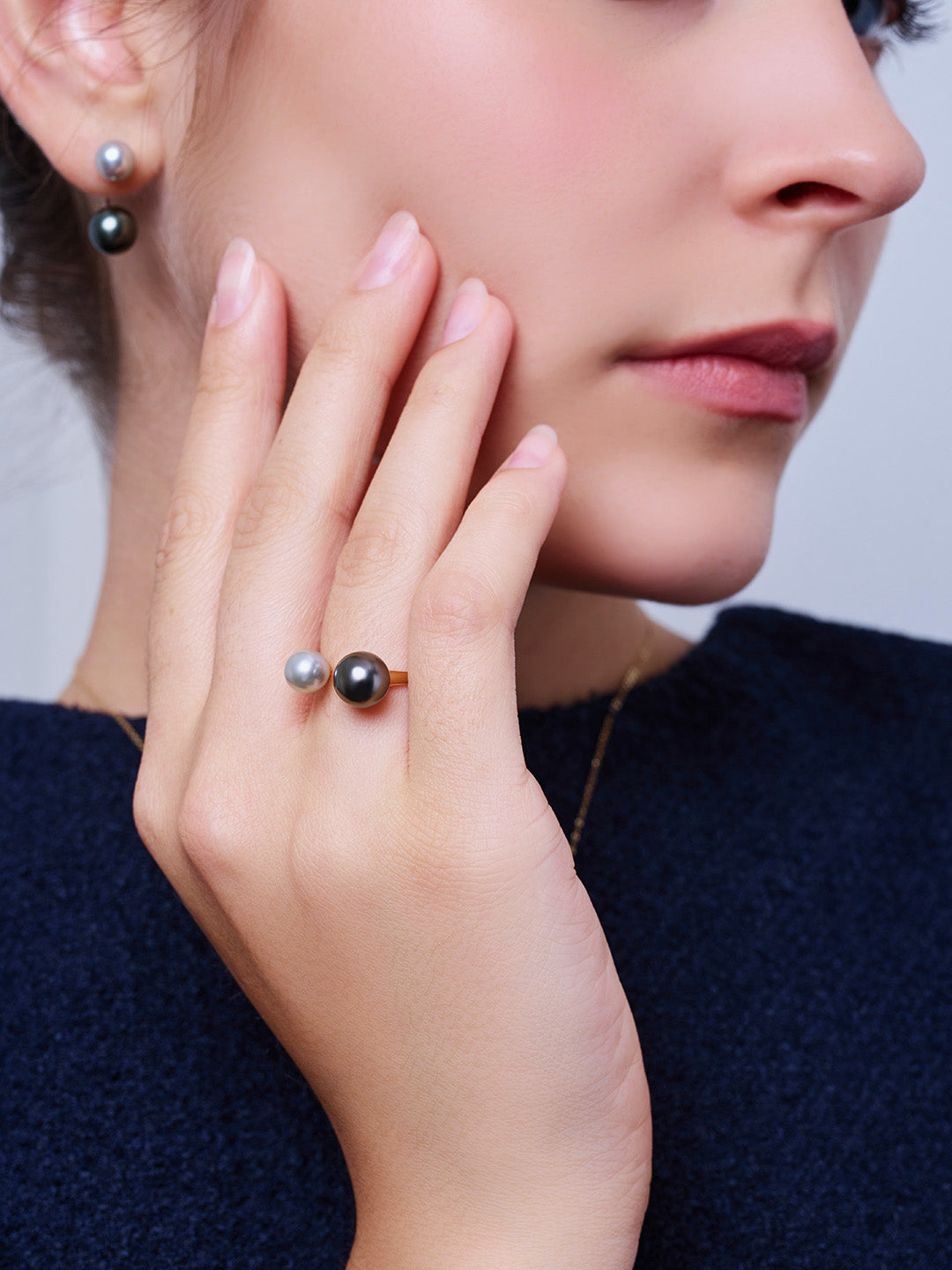 18K Gold Akoya Tahitian Pearls Ring KR00146 | HARMONY