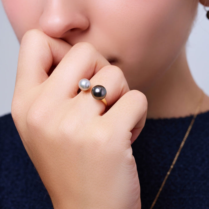 18K黄金Akoya大溪地珍珠戒指 KR00146 | HARMONY