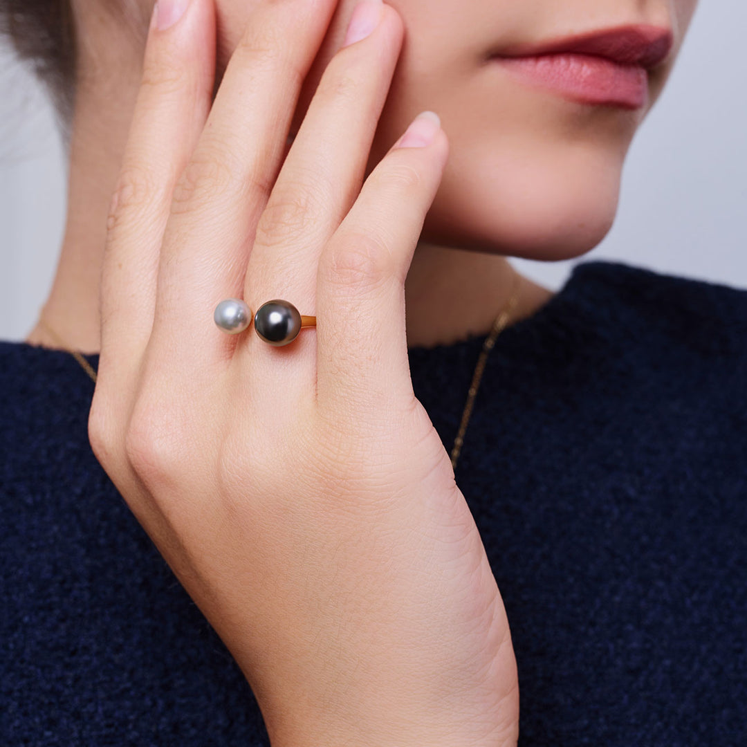 18K黄金Akoya大溪地珍珠戒指 KR00146 | HARMONY