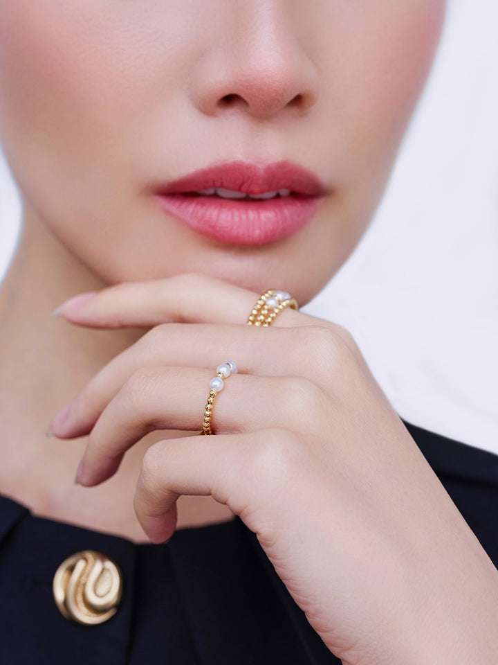 18k Solid Gold Freshwater Pearl Ring KR00150