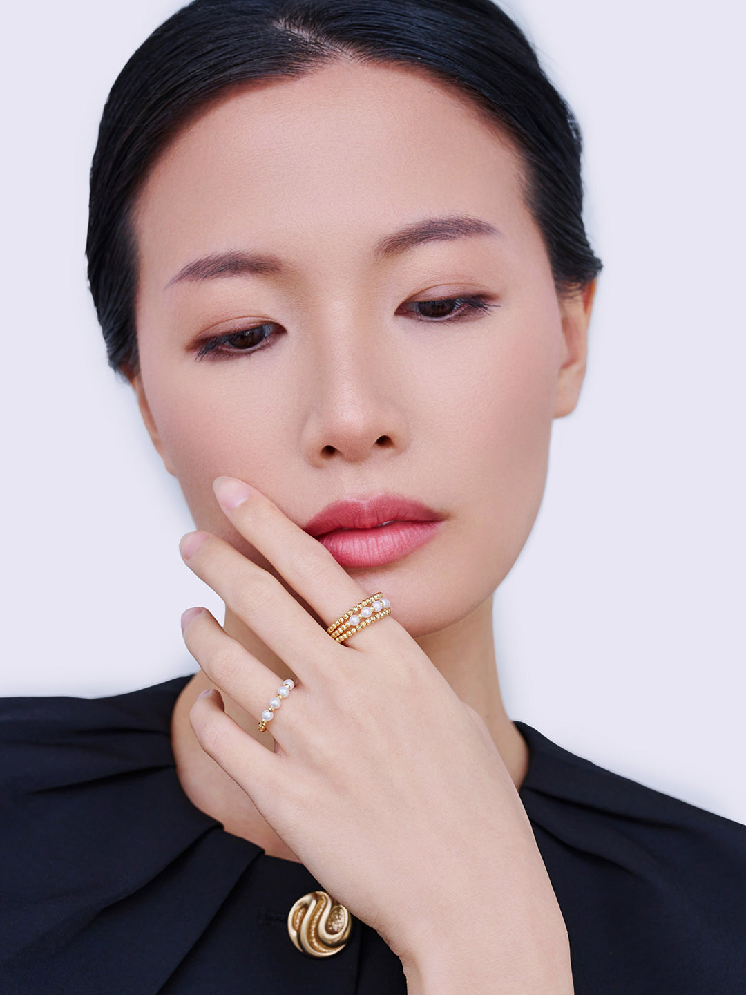 Top-Qualität 18K Massivgold Süßwasserperlenring KR00149