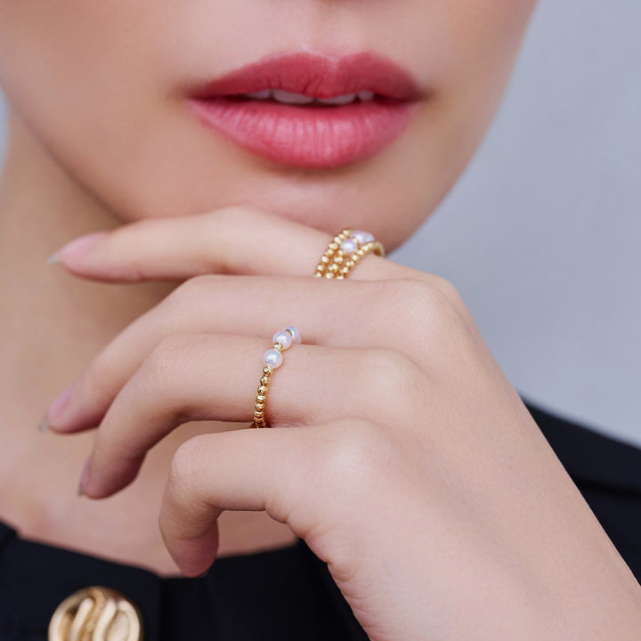 18k Solid Gold Freshwater Pearl Ring KR00149