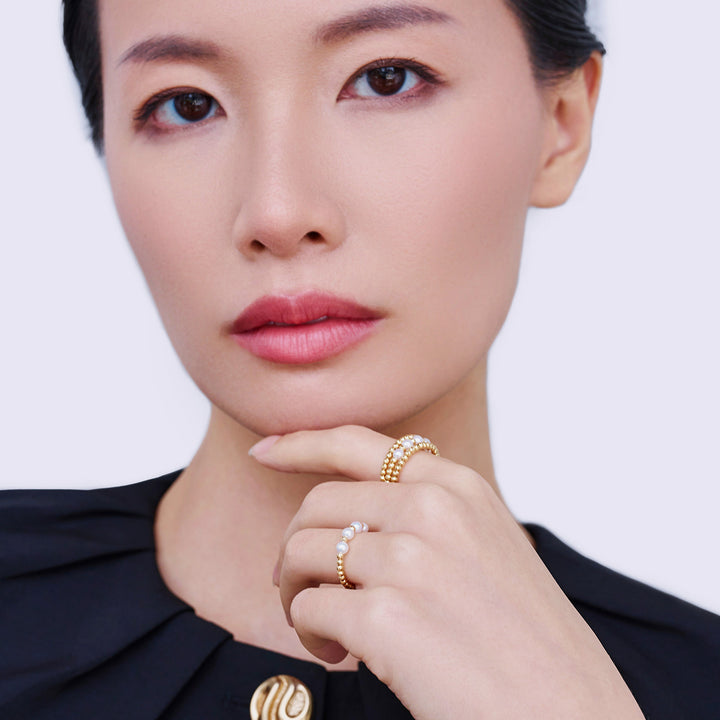 18k Solid Gold Freshwater Pearl Ring KR00150