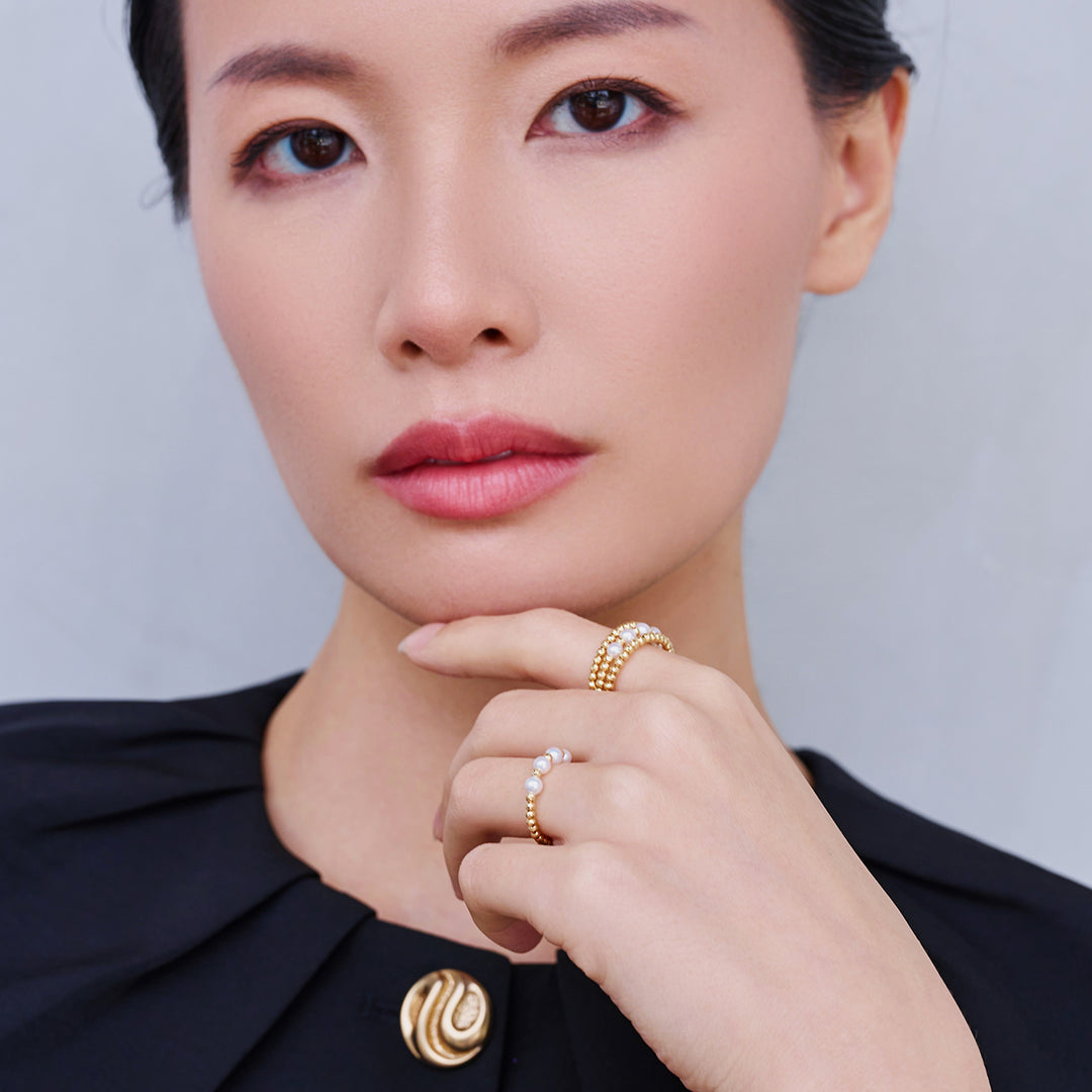 18k Solid Gold Freshwater Pearl Ring KR00149