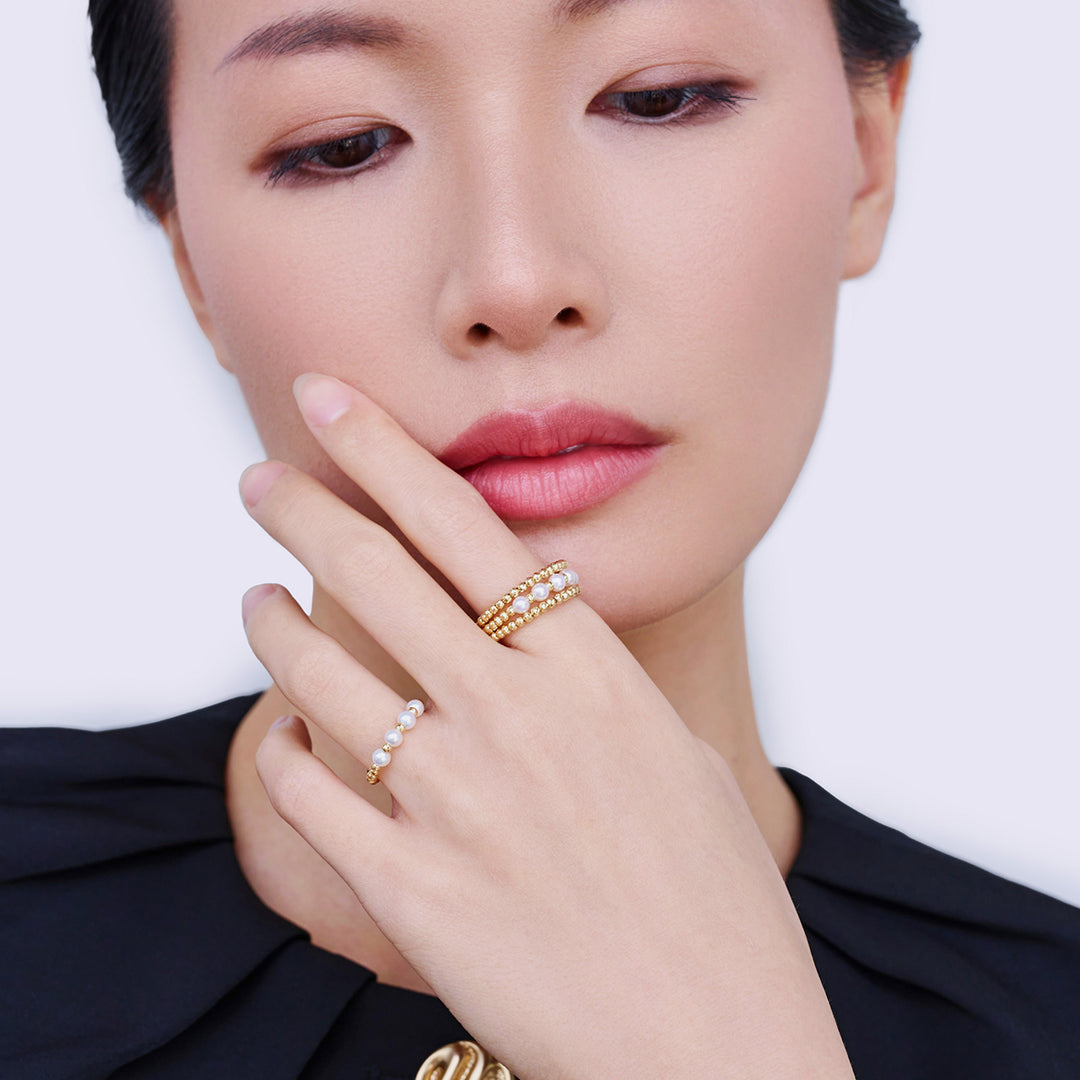 18k Solid Gold Freshwater Pearl Ring KR00150