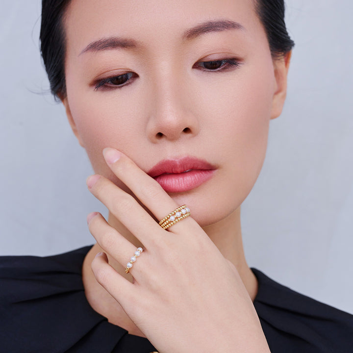 18k Solid Gold Freshwater Pearl Ring KR00149