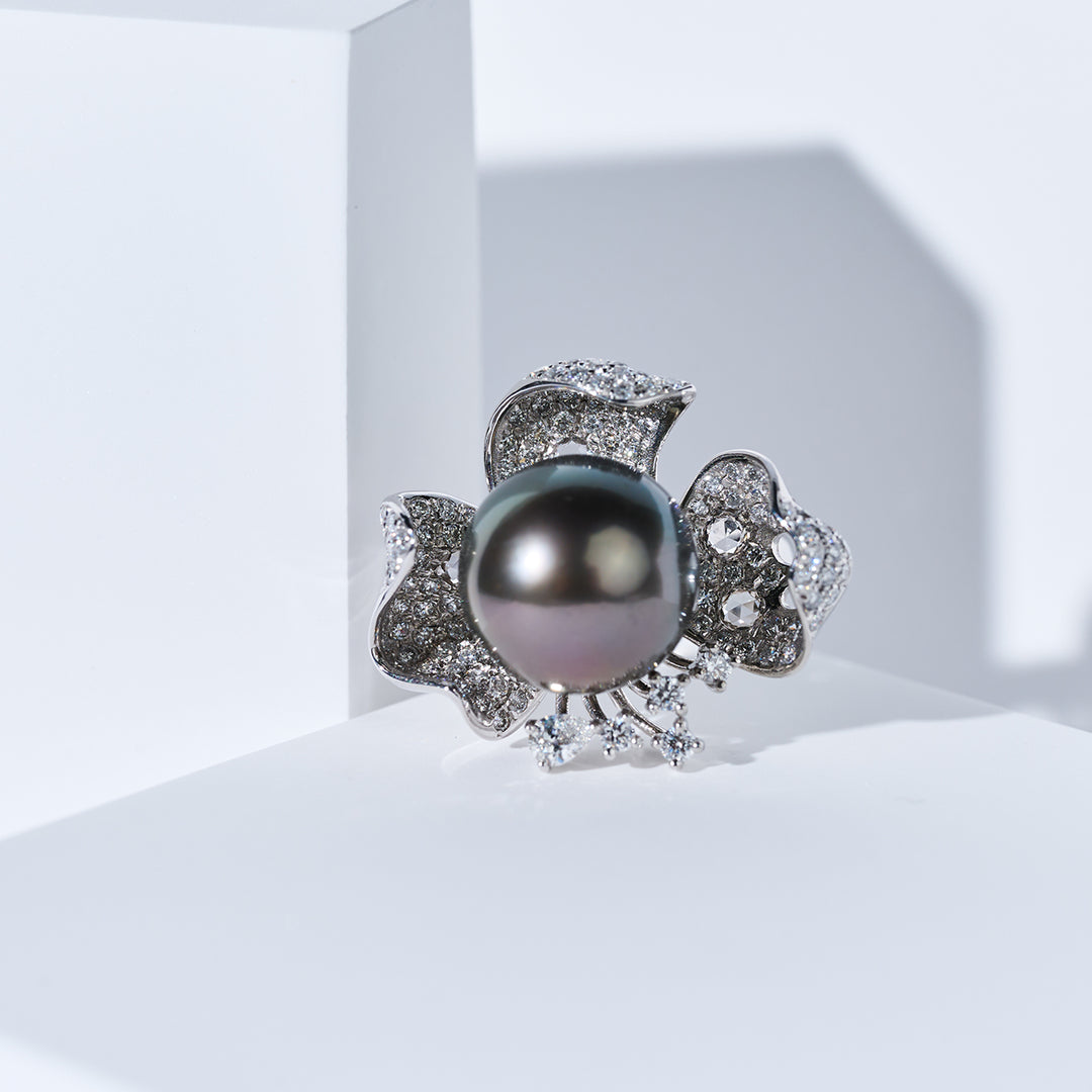 Diamond Tahitian Pearl Ring KR00152