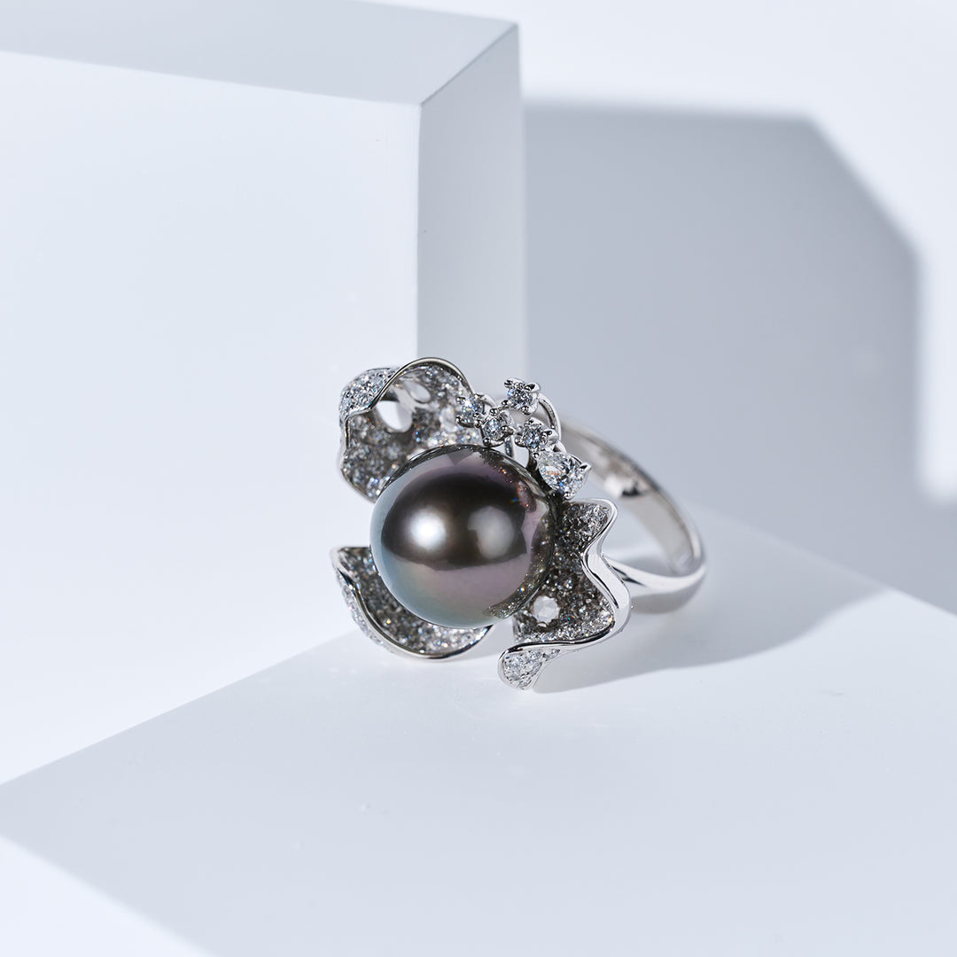 Diamond Tahitian Pearl Ring KR00152