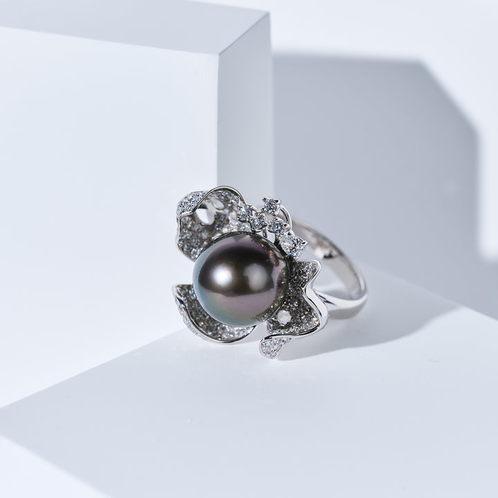 Diamond Tahitian Pearl Ring KR00152