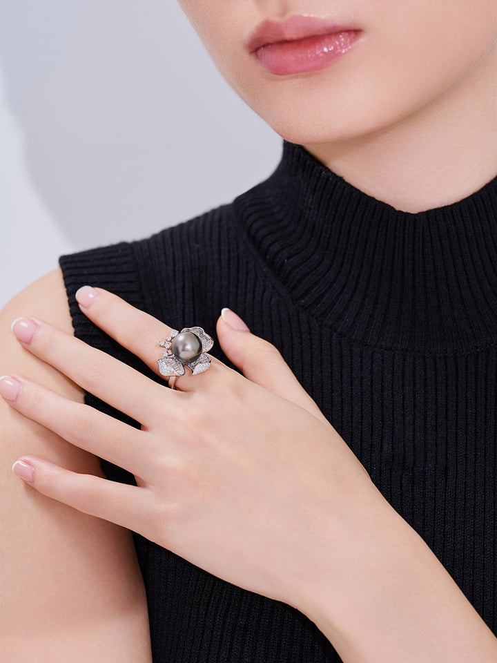 ダイヤモンド タヒチアンパール リング KR00152