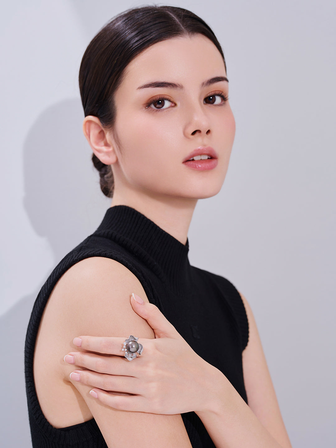 ダイヤモンド タヒチアンパール リング KR00152