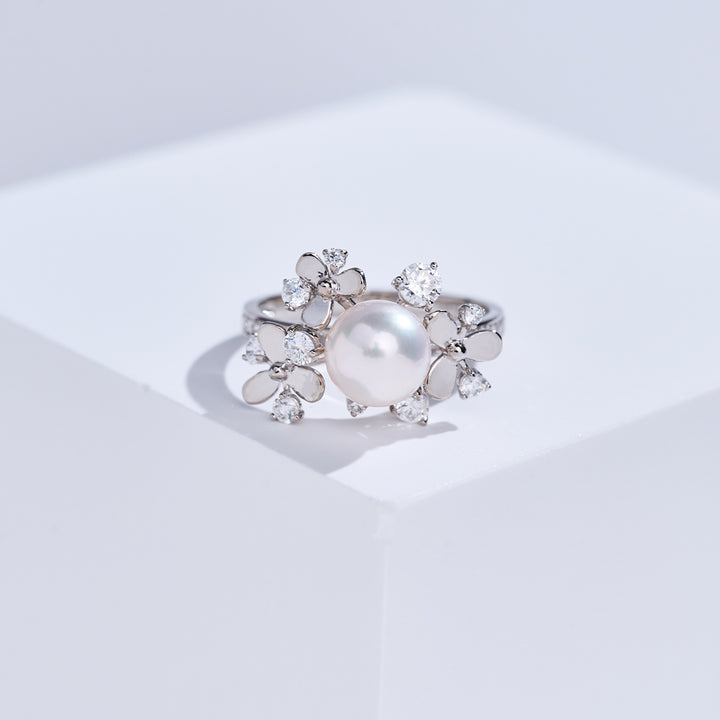 خاتم لؤلؤ أكويا من ذهب عيار 18 قيراط عالي الجودة KR00153