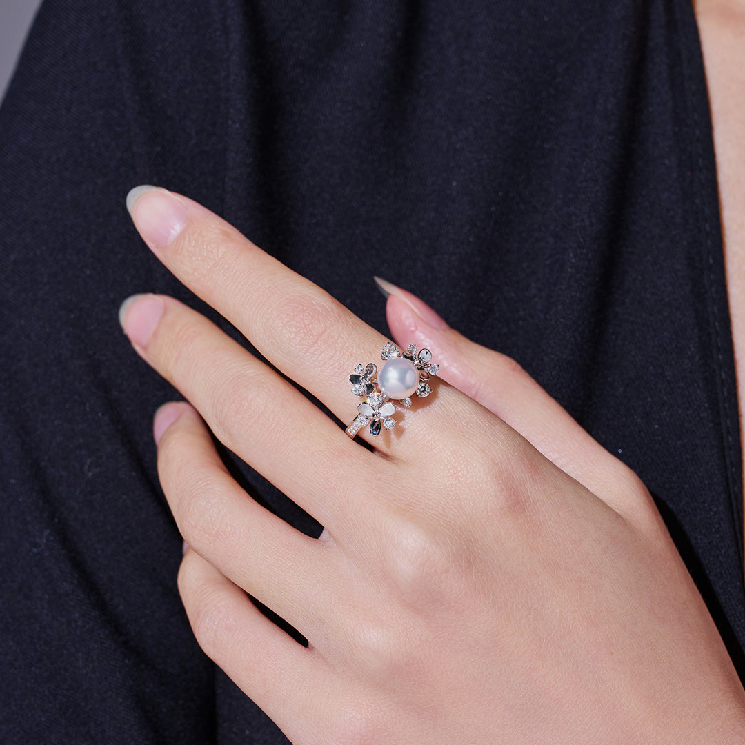 頂級18K金阿古屋珍珠戒指 KR00153