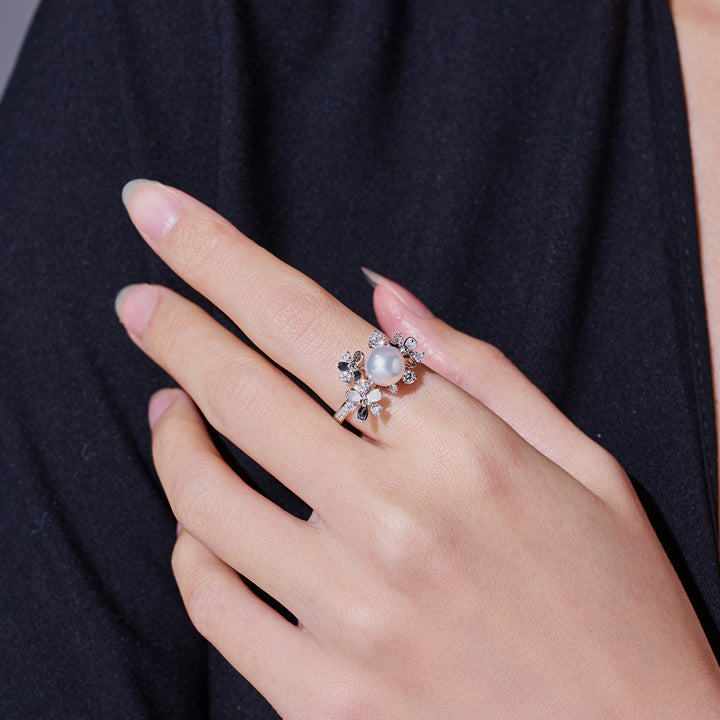 頂級18K金阿古屋珍珠戒指 KR00153