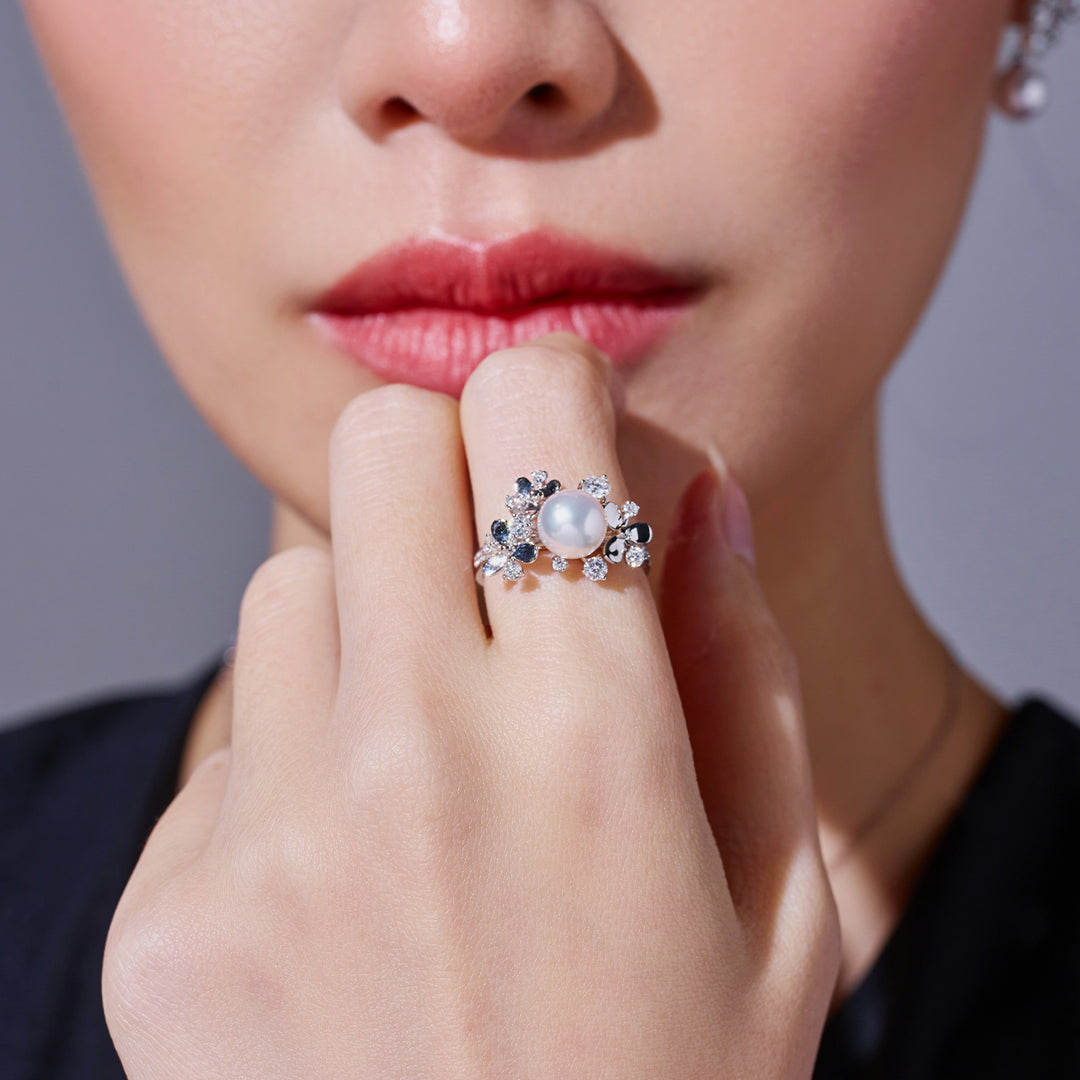 頂級18K金阿古屋珍珠戒指 KR00153