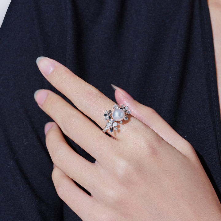 최상급 18K 금 아코야 진주 반지 KR00153