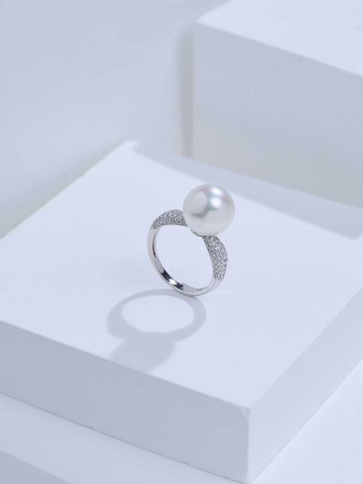 Top Grade 18K Gold Australian White Pearl Ring KR00156