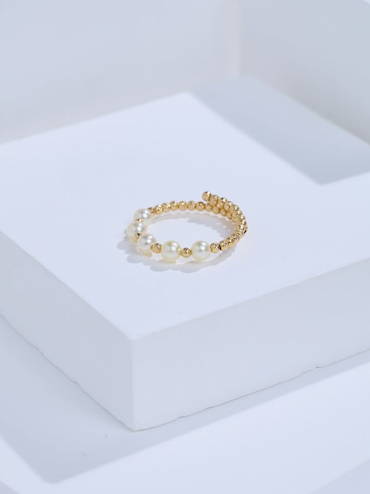 Top Grade 18k Solid Gold Akoya Pearl Ring KR00157
