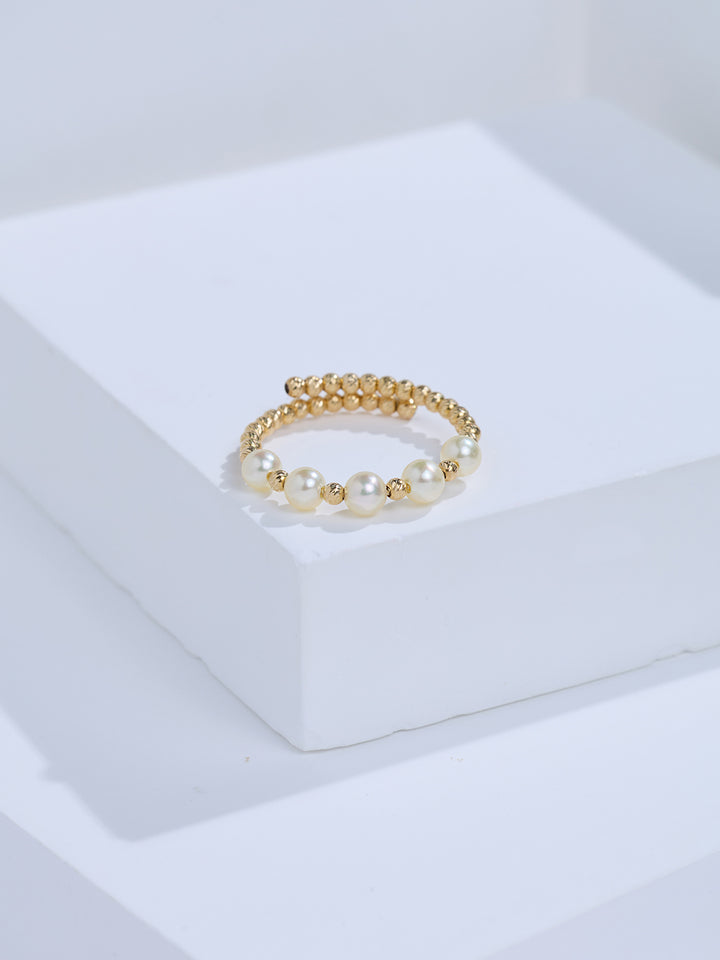 Top Grade 18k Solid Gold Akoya Pearl Ring KR00157
