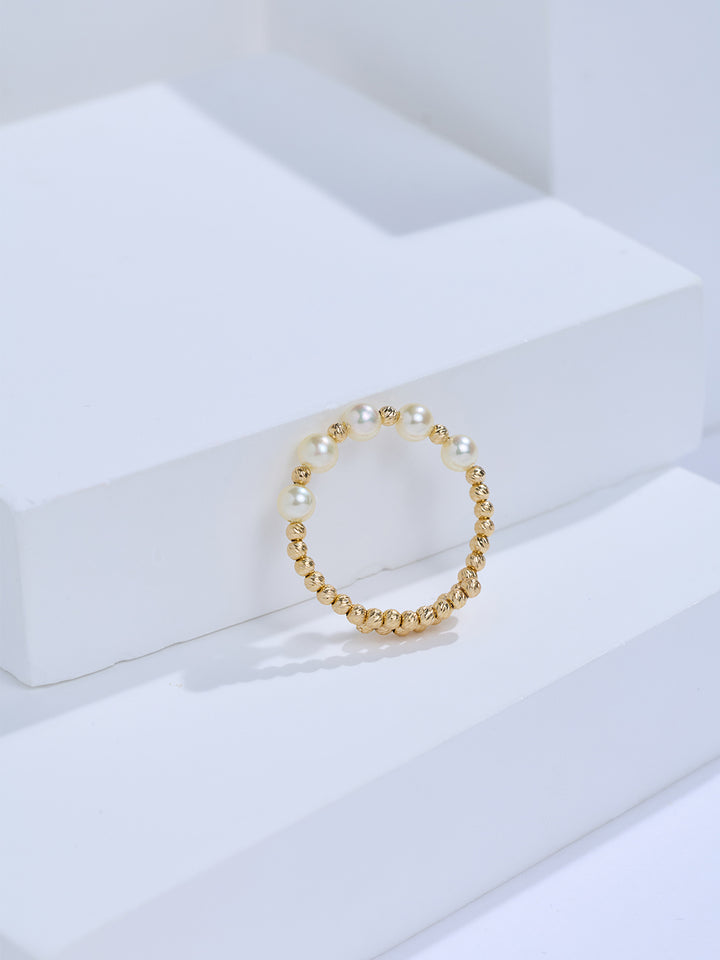 Top Grade 18k Solid Gold Akoya Pearl Ring KR00157