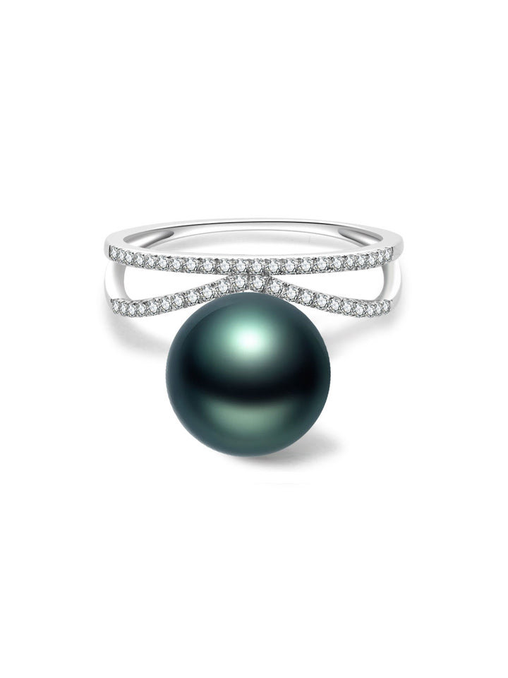 Top Grade 18K Solid Gold Tahitian Pearl Ring KR00158