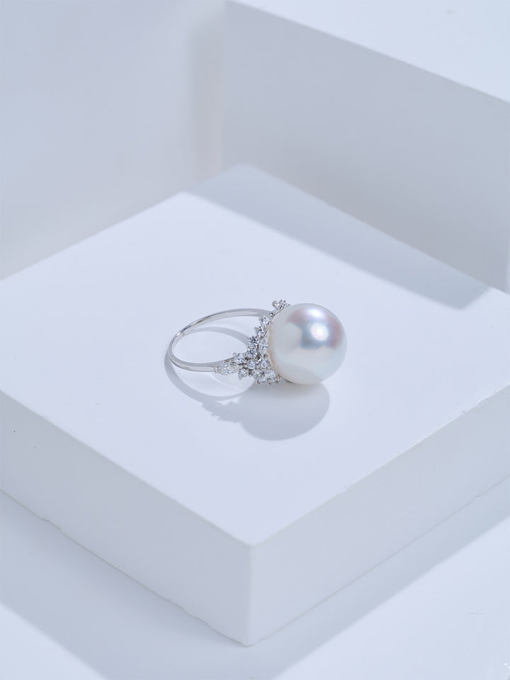 Top Grade 18K Gold Australian White South Sea Pearl Ring KR00159