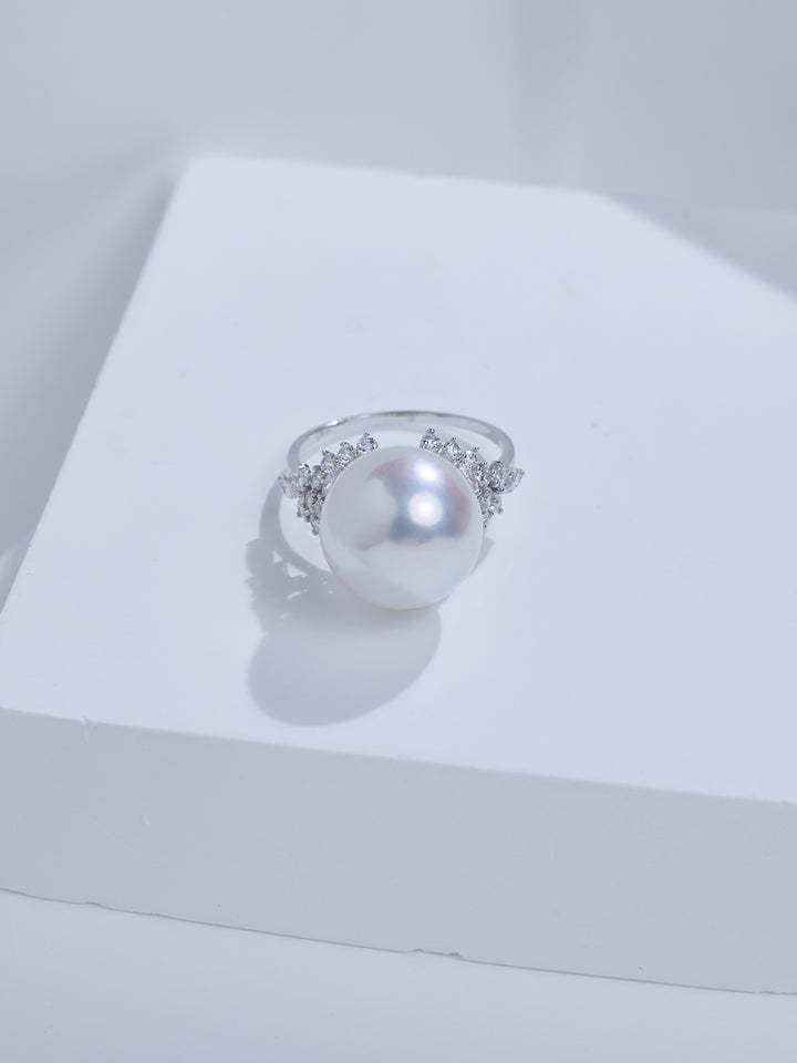 Top Grade 18K Gold Australian White South Sea Pearl Ring KR00159