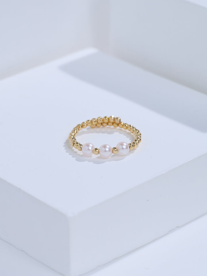 Top Grade 18k Solid Gold Akoya Pearl Ring KR00160