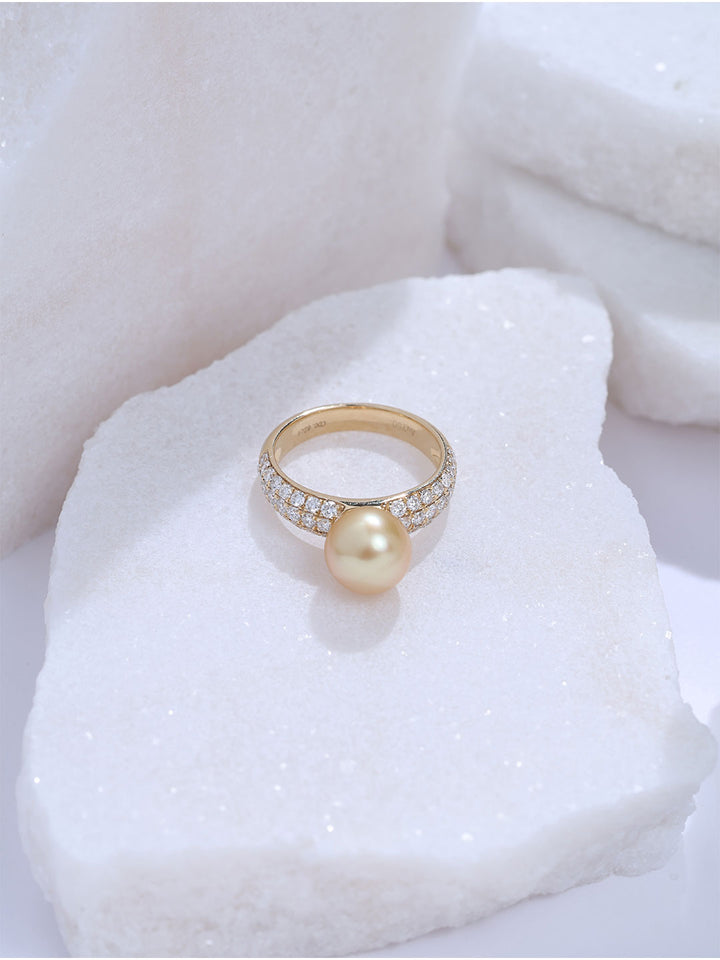 Top Grade 18K Diamond Gold Freshwater Pearl Ring KR00162 | POSSIBILITIES