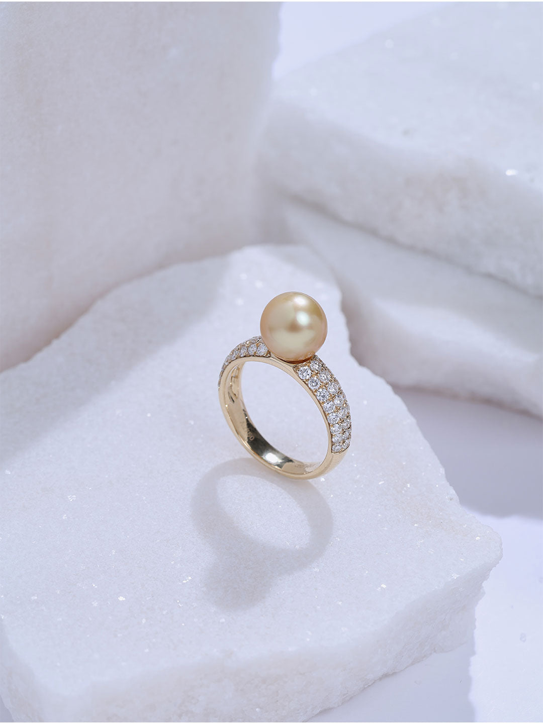 Top Grade 18K Diamond Gold Freshwater Pearl Ring KR00162 | POSSIBILITIES