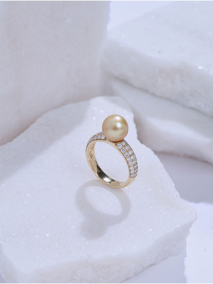 Top Grade 18K Diamond Gold Freshwater Pearl Ring KR00162 | POSSIBILITIES