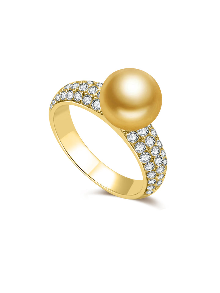 Top Grade 18K Diamond Gold Freshwater Pearl Ring KR00162 | POSSIBILITIES